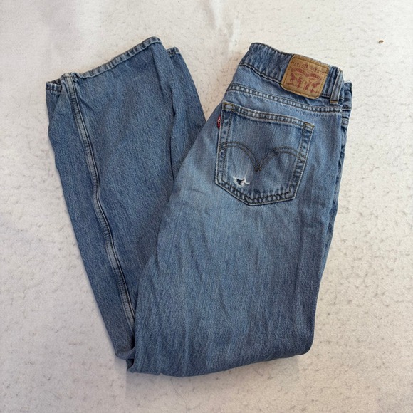Levi's Denim - Levi Superlow Jeans Womens 27 Blue Low Rise Straight Leg Distressed